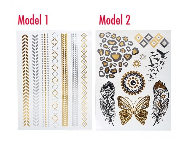 Metalic Gold & Silver Tatto Geçici Dövme (10 Model)
