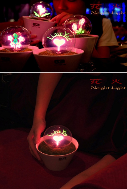 Romantik Saksı Gece Lambası - I Love You