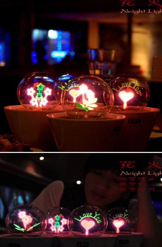 Romantik Saksı Gece Lambası - I Love You